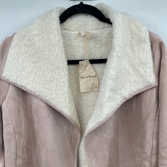404. Sherpa Jacket Suede Outer Texture Rose Pink & Cream Restocked NWT - Picture 7 of 9